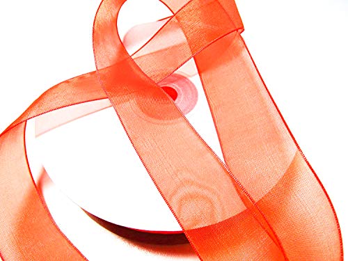 CaPiSo 50m Organza 40mm Breite 4cm Organzaband Schleifenband Geschenkband Organza (Orange) von CaPiSo