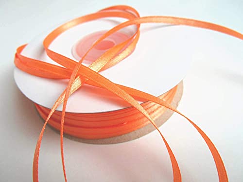 CaPiSo 50m Rolle 3mm Schleifenband Satinband Geschenkband dünnes Band Geschenk Stoffband Satin Hochzeitskarten Bastelband Hochzeit (Neonorange) von CaPiSo