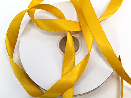 CaPiSo 50m Satin 15mm doppelseitiges Schleifenband 1,5cm Geschenkband Dekoband Dekoration Satin Satinband (Gelb) von CaPiSo