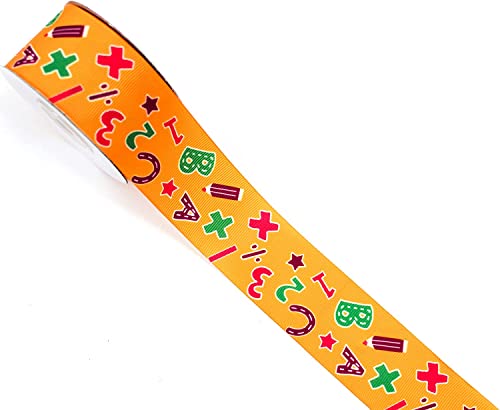 CaPiSo 5m Schleifenband 4cm Geschenkband Schulanfang Schultüte Motivband Schule Schuleinführung (5m Orange) von CaPiSo