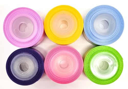 CaPiSo 6 Farben je 10m Polyband 25mm Farbset Ringelband Set Kräuselband Geschenkband Dekoband Spleißer Glanzband Schleifenband Splissband Kartengestaltung Basteln von CaPiSo