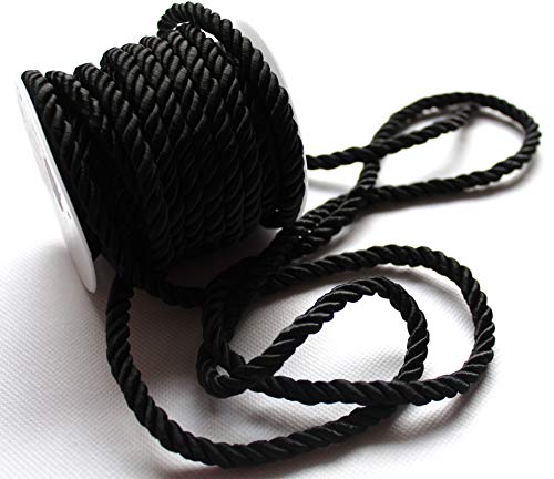 CaPiSo Kordel 10m x 6mm Drehkordel Dekoband Kordelband Schnur Kordelschnur Trauerkordel Grabdekoration (Schwarz) von CaPiSo