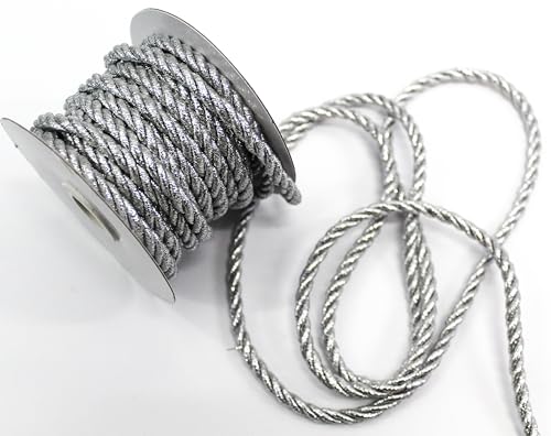 CaPiSo Kordel 10m x 6mm Drehkordel Glanzkordel Dekoband glänzend Kordelband Schnur Kordelschnur (Silber) von CaPiSo