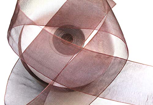 CaPiSo Organza -Schleifenband in 4 cm Breite 40mm mit Webkante Geschenkband Organzaband Dekorationsband Dekoband Chiffon Hochzeit (Dunkles Braun, 25m) von CaPiSo