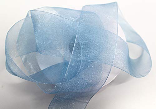 CaPiSo Organza -Schleifenband in 4 cm Breite 40mm mit Webkante Geschenkband Organzaband Dekorationsband Dekoband Chiffon Hochzeit (Hellblau, 25m) von CaPiSo
