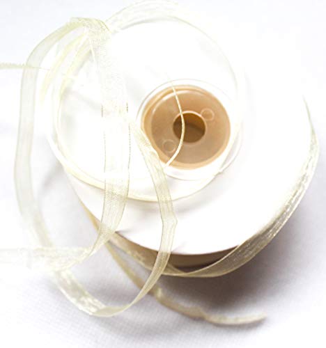 CaPiSo Organza -Schleifenband in 6mm Breite mit Webkante Organzaband Chiffon Chiffonband Durchsichtig Schleifenband (Creme-Beige, 50m) von CaPiSo