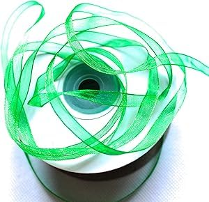 CaPiSo Organza -Schleifenband in 6mm Breite mit Webkante Organzaband Chiffon Chiffonband Durchsichtig Schleifenband (Grün, 50m) von CaPiSo