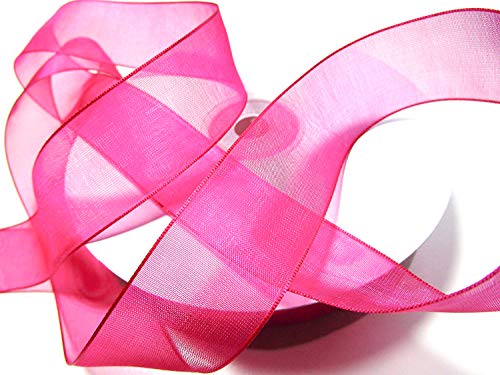 CaPiSo SCHLEIFENBAND Organza 50m x 25mm Organzaband Geschenkband DEKOBAND Hochzeit Antennenband (Fuchsia,pink, 50m) von CaPiSo