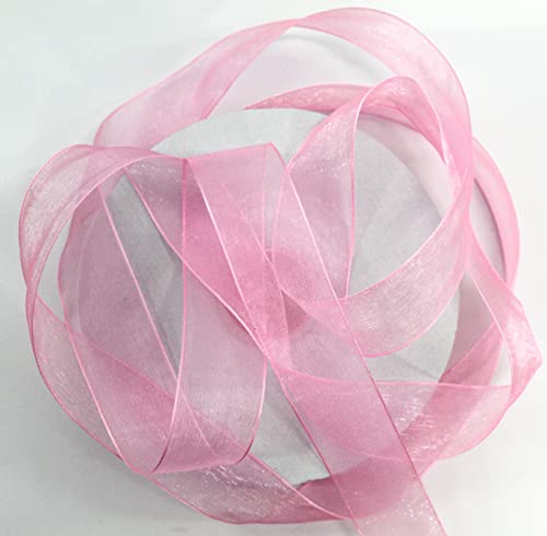 CaPiSo SCHLEIFENBAND Organza 50m x 25mm Organzaband Geschenkband DEKOBAND Hochzeit Antennenband (Rosa, 50m) von CaPiSo