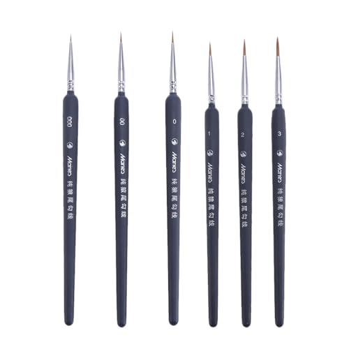 6-Teiliges Feine Pinsel Set, Miniatur Pinselset Acrylfarben Feine Pinsel 18.5 cm FüR Acryl, Aquarell, öL, Gesicht, NäGel, MaßStabsgetreue Modellmalerei, Strichzeichnung von Cabilock