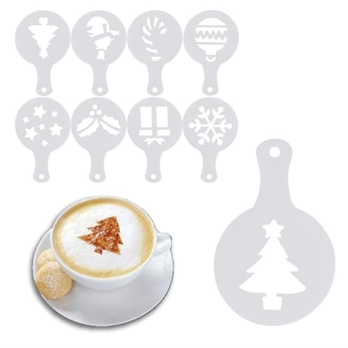 8PCS Weihnachten Kaffee Dekoration Schablonenset: Kuchendekoschablonen Set Kuchen Blumenspray Schablonen für DIY Zuckerpulver Sieb Gebäck Spray Backwerkzeuge 8PCS Weihnachten Kaffee Dekoration Schablonenset: Kuchendekoschablonen Set Kuchen Blumenspray Schablonen für DIY Zuckerpulver Sieb Gebäck Spray Backwerkzeuge von Cabilock