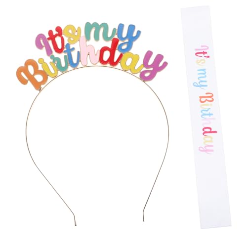 Cabilock 1 Satz Geburtstagskrone Haarschmuck Stirnband Bands Stirnbänder Jubiläum geburtstagskrone girl present Geburtstagsaccessoires für Frauen Kopfschmuck für Mädchen Satin von Cabilock