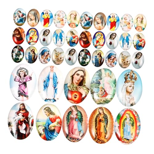 Cabilock 1 Satz Jesus-anhänger Cabochons Mit Flacher Rückseite Cabochons Für Die Schmuckherstellung DIY Schmuckherstellungsmaterial Cabochon-perlen Für Schmuck Dekorative Cabochons Glas von Cabilock