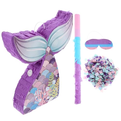 Cabilock 1 Satz Meerjungfrauen Pinata mit Stock und Augenmaske Kindergeburtstagsdekoration für Meerjungfrauen Motto Partys Lustiges Partyspiel und von Cabilock