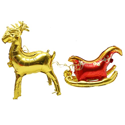 Cabilock 1 Satz Weihnachtsdeko Rentier Schlitten Folienballon für Festliche Partys Zimmer und Dekoration Sicher und Langlebig für Kreative Gestaltung und Unvergessliche von Cabilock