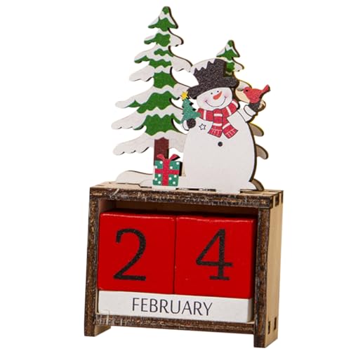 Cabilock 1 Satz Weihnachtskalender Holz Schneemann Kreativer Countdown Kalender für Weihnachten Weihnachtsdeko für Erwachsene von Cabilock