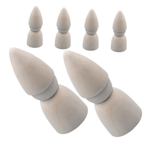 Cabilock 1 Satz Weihnachtswichtel Aus Holz Puppenornament Dekorative Holzfiguren DIY Unbemaltes Holz Bastelspielzeug Puppenzubehör Unfertige Peg People Beige 6 Stück von Cabilock