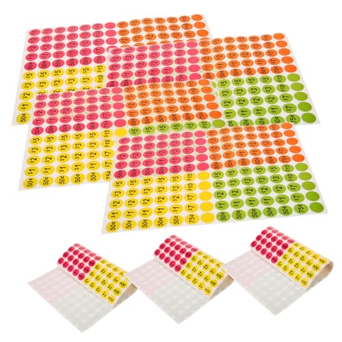 Cabilock 10 Blatt Bunte Preisaufkleber Rund Selbstklebend Auffällige Preisschilder für Einzelhandel und Kleine Geschäfte Vielseitige Markierungsaufkleber für Produkte und Verkaufsaktionen von Cabilock