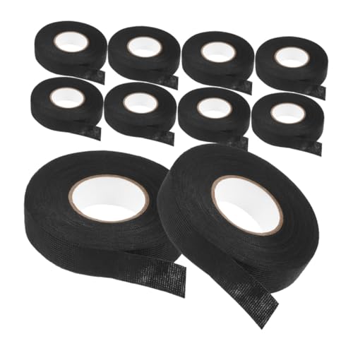 Cabilock 10 Rollen Hochtemperatur-Elektroband hitzebeständiges klebeband Isolierband Klebeband für Autokabel Kabelbahn Gewebeband für Kabelbäume Drahtband Stoffband Polyestertuch Black von Cabilock