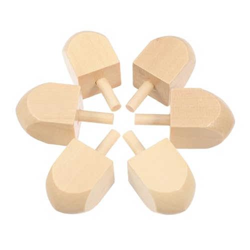 Cabilock 10 Stück Holz Dreidel für Chanukka Unlackierte Naturholz Dreidels DIY Bastelbedarf für Feiertagsdekoration für Kindergarten und Festlichkeiten von Cabilock
