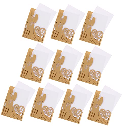 Cabilock 10 Stück Kreative Hochzeitseinladungen Einladungskarten mit Hohlstanzung für Hochzeiten Valentinstag Jubiläen und Hochwertige Papierkarten für Braut und Bräutigam von Cabilock