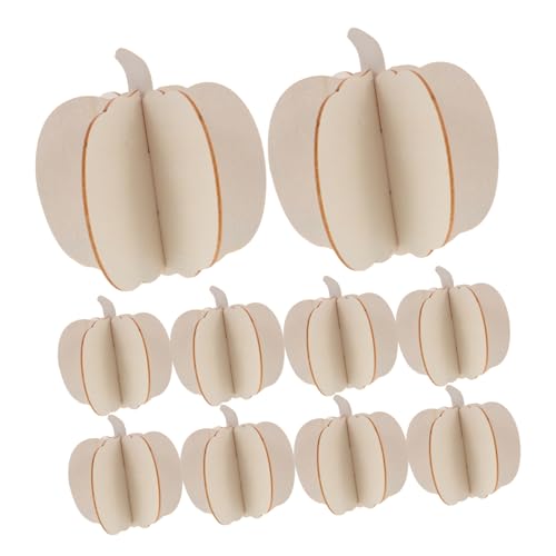 Cabilock 10 Stück Kürbis-herbstdekor: 3d-holzbasteleien Zum Bemalen – Unfertige Holzscheiben – Herbstausschnitt-ornamente Für Thanksgiving-dekorationen von Cabilock