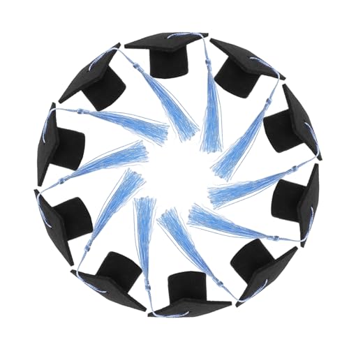 Cabilock 10 Stück Mini-Abschlusskappe mit Quasten Dekorationen Party Grad-Hut-Topper Dekore für Abschlusstorten Grad Cupcake Topper Kuchendekoration Vlies von Cabilock