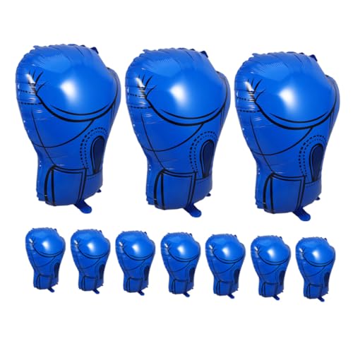 Cabilock 10 Stück Teiliges Aluminiumfolie Boxing Glove Ballons Starke Selbstsiegelnde Luftballons für Wrestling Boxparty Dekoration Sportliche Geburtstagsfeier Zubehör Blaue Handschuhform von Cabilock
