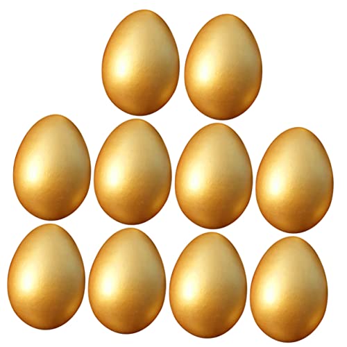 Cabilock 10 Stück Teiliges Holz Eier für DIY Malerei Unfertige Holzdekorationen Goldene Ostereier für Hausdekoration Langlebig Sicher und Vielseitig Einsetzbar für Familie von Cabilock