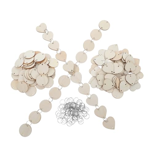 Cabilock 100 Stück Teiliges Holzanhänger Herz und Rund Naturholz Bastelanhänger Blanko für DIY Dekoration Nachhaltig und Vielseitig für Hochzeit und Weihnachtsdeko von Cabilock