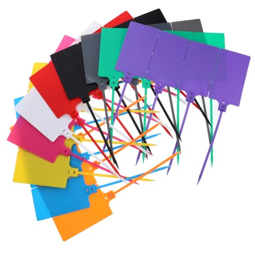 Cabilock 100 Stück Versandetiketten Kunststoffanhänger Bunte Kabel und Logistikbeschriftung Anhänger mit Ausreichend Platz für Versand Lagerung und Preisauszeichnung von Cabilock