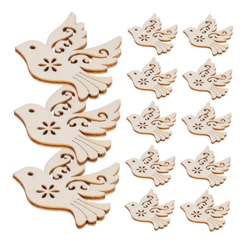 Cabilock 100Stücke Unvollendete Holztaube Ornamente für DIY Handwerk Natürliche Holzscheiben zum Malen Hängende Friedenstaube Anhänger für Kreative Bastelprojekte von Cabilock