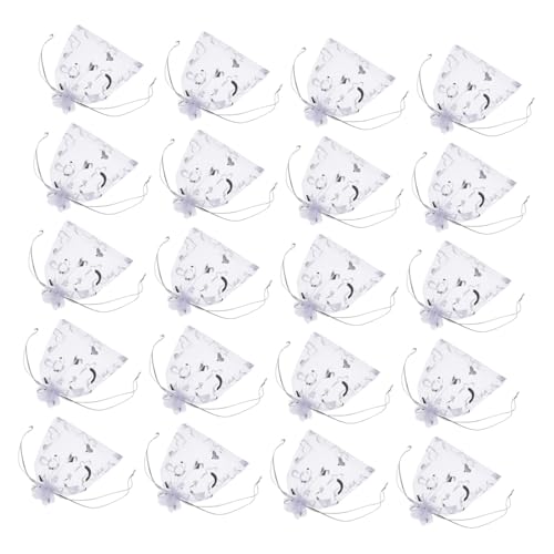 Cabilock 100stücke Transparenter Organzabeutel Mit Kordelzug Schmuckbeutel Mit Herzmotiv Für Hochzeiten Partys Gastgeschenke Dekorativer Süßigkeitenbeutel Für Süßigkeiten Und Schmuck von Cabilock