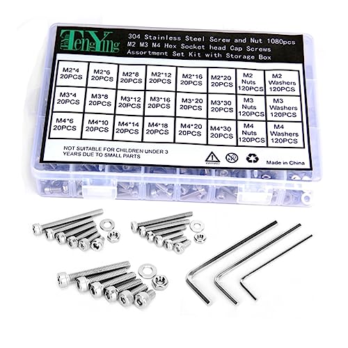 Cabilock 1080Stücke Schraubenmutter Set Teile Innensechskantschrauben Unterlegscheiben Aufbewahrungsbox Hitzebeständig für Maschinen Geräte Elektronik Cabilock 1080Stücke Schraubenmutter Set Teile Innensechskantschrauben Unterlegscheiben Aufbewahrungsbox Hitzebeständig für Maschinen Geräte Elektronik von Cabilock