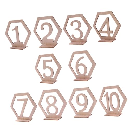 Cabilock 10Stücke Holz Tischnummern Mit Basis Hexagon Hohl Tischnummern Für Hochzeit Tischdekoration Wiederverwendbar Für Feierlichkeiten Jubiläen Und Events von Cabilock