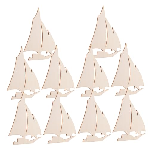 Cabilock 10Stücke Unbehandeltes Holz Segelboot Bastelset für DIY Projekte Nautische Dekoration Oberfläche zum Bemalen und Gestalten Küsten Raumdekoration von Cabilock