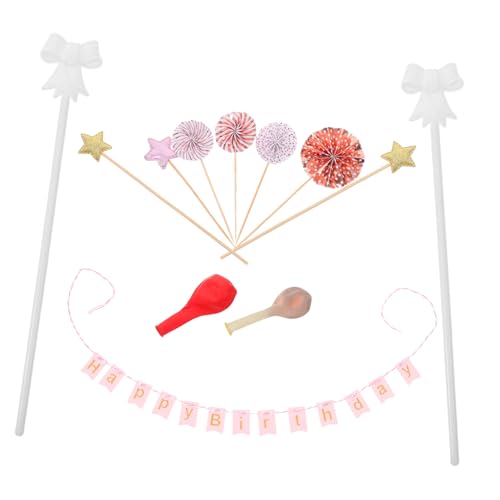 Cabilock 12 Stück Roségoldene Kuchendekoration mit Sternen Konfetti und Luftballons für Geburtstagsfeiern für Stilvolle Feiern und Anlässe von Cabilock