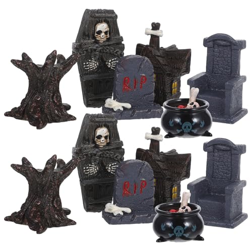 Cabilock 12 Stück Spooky Grabstein Dekorationen aus Resin Kleine Grabsteine und Requisiten für und Außendekoration zur Halloween Party Cabilock 12 Stück Spooky Grabstein Dekorationen aus Resin Kleine Grabsteine und Requisiten für und Außendekoration zur Halloween Party von Cabilock