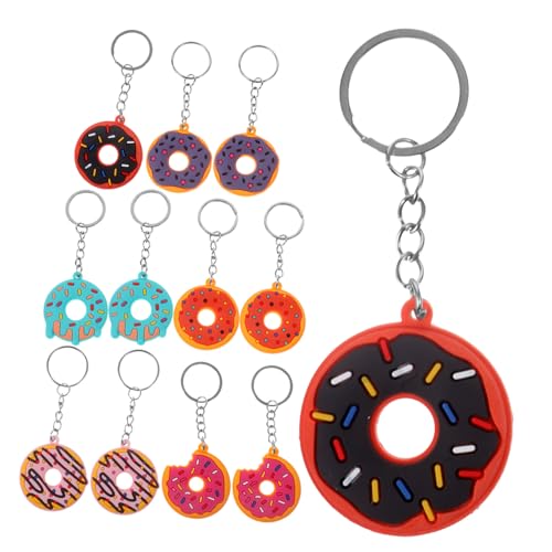 Cabilock 12 Stück Teiliges Bunte Donut Schlüsselanhänger aus Langlebigem PVC Süße DIY Anhänger für Rucksack Geschenke und Partydeko Leicht und Tragbar als Modisches von Cabilock