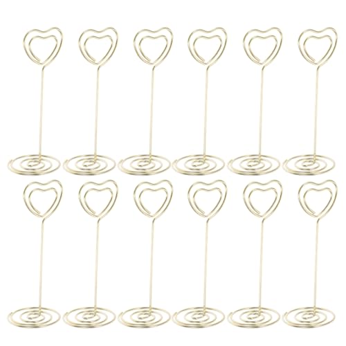 Cabilock 12 Stück Metall Fotohalter, Tischkartenhalter in Herzform Fotohalter Tischnummernhalter Memohalter Foto Clip Herz Form Namenskarten Memo Menü Clip für Hochzeit Geburtstag Büro Wohnung von Cabilock