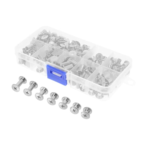 Cabilock 120 Sätze Buchschrauben und Nieten für Lederhandwerk Robuste Schraubnieten für Diy Alben Taschen und Gürtel Silberfarbenes für Einfache Montage und Vielseitige Anwendungen Cabilock 120 Sätze Buchschrauben und Nieten für Lederhandwerk Robuste Schraubnieten für Diy Alben Taschen und Gürtel Silberfarbenes für Einfache Montage und Vielseitige Anwendungen von Cabilock