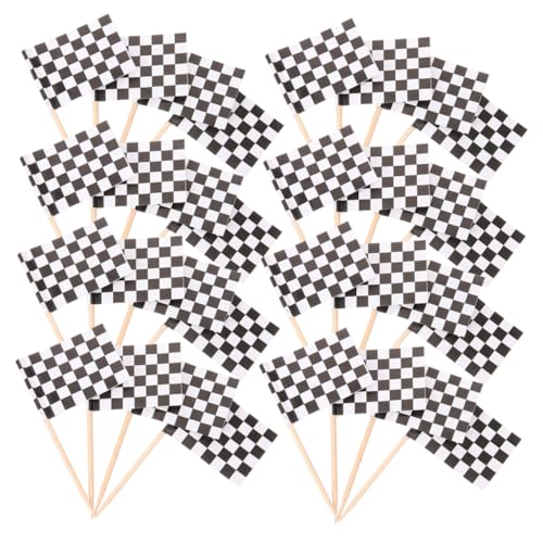 Cabilock 120 Stück Cupcake-topper Mit Rennflagge – Zielflaggen-kuchenspieße, Zahnstocher Für Themenpartys, Babypartys, Geburtstagspartys, Dekorationen von Cabilock