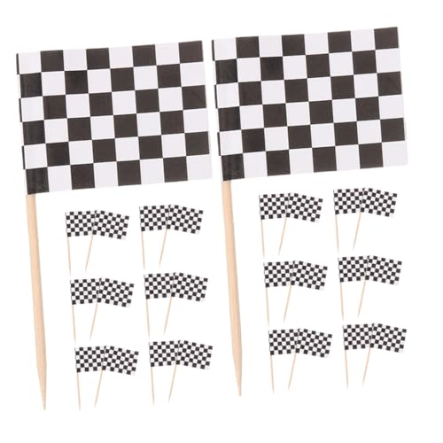 Cabilock 120 Stück Teiliges Mini Checkered Racing Flag aus Robustem und Dekorative Kleine Zahnstocher mit Kariertem Muster als Cupcake Topper und Partydeko für Rennthemen Vielseitig für von Cabilock