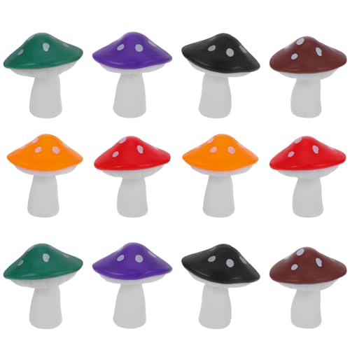 Cabilock Realistische Mini-Pilze Zum Basteln 12 Stück Miniatur-pilzfiguren Heimdekoration Leuchtende Farben von Cabilock