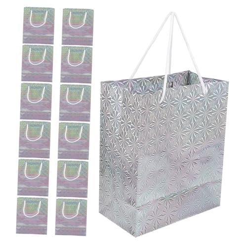 Cabilock 12Stücke Große Geschenktüten Aus Glänzende Silberne Geschenkbeutel Mit Griff Für Hochzeiten Geburtstagsfeiern Mottopartys Und Lösung Für Gastgeschenke von Cabilock
