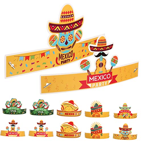 Cabilock 12St Karneval Papierhut mexikanische Dekorationen trendige Kleidung Krone Kappen Stirnband mexikanische hüte dekor Fiesta-Partyhut Mode schmücken Kinderkleidung Hut mit Krempe von Cabilock
