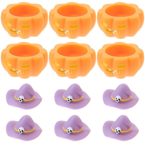 Cabilock 12st Kleine Kürbisse Masken Desktop-Halloween- Skelette Mikroszenendekore Realistische Gesichtsmaske Verzierungen Kessel Halloween-körbe Halloween-tischdekoration Wolf Harz von Cabilock