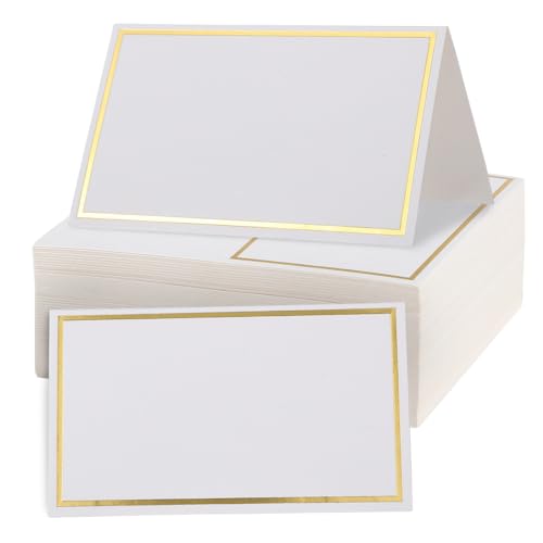 Cabilock 150 Stück Sitzplatzkarte Tischkarten für die Tischdekoration Zeltkarten leere handschriftliche Sitzkarten Chic Place -Karten Namenskarte für die Hochzeit Grünkarten Papier Golden von Cabilock