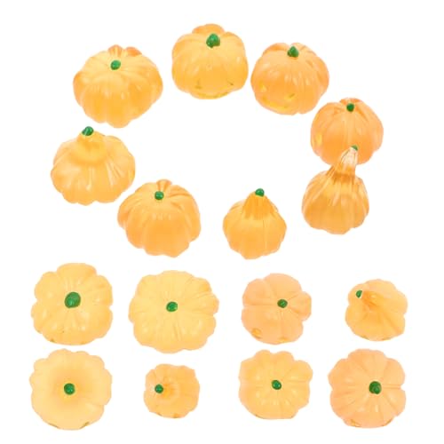 Cabilock 16 Stück Teiliges Leuchtende Mini Kürbisse Halloween Dekoration ohne Batterien Detailreiche Fluoreszierende Miniaturfiguren für Tisch Mikro Landschaft Party und Herbst Events von Cabilock