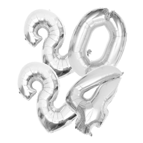 Cabilock 1Satz Aluminiumfolie Neujahrsballons Dünne Silberne Zahlenballons Für Festdekoration Partyzubehör Und Luftballons Für Silvesterfeiern von Cabilock